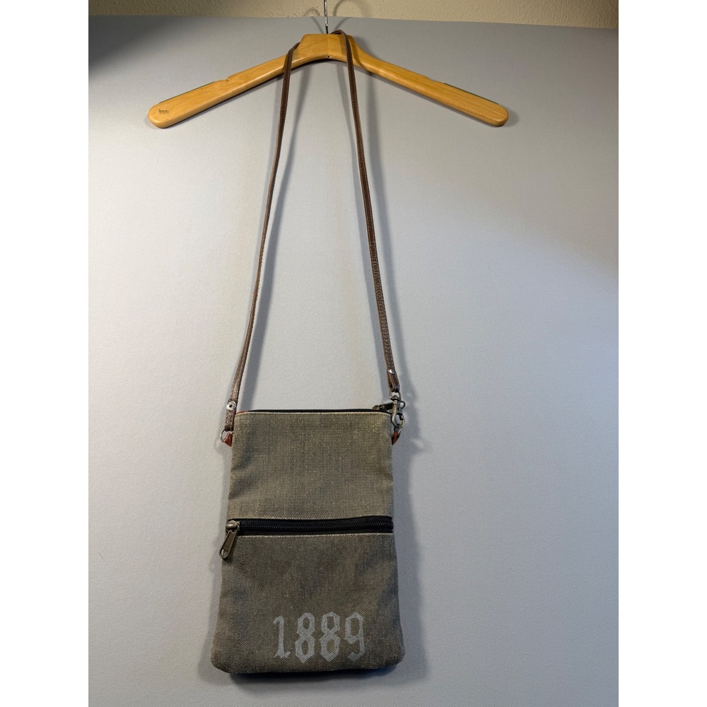 Mona B Canvas Crossbody Bag 1889 Bicycle Graphic Vintage Style Small Pouch